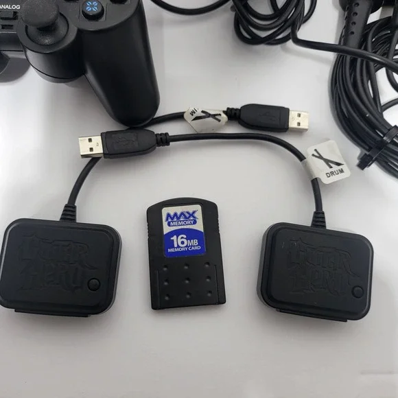 PlayStation 2, 5 Game Bundle, Guitar Hero Microphones, and accessories "Untested - Picture 5 of 9